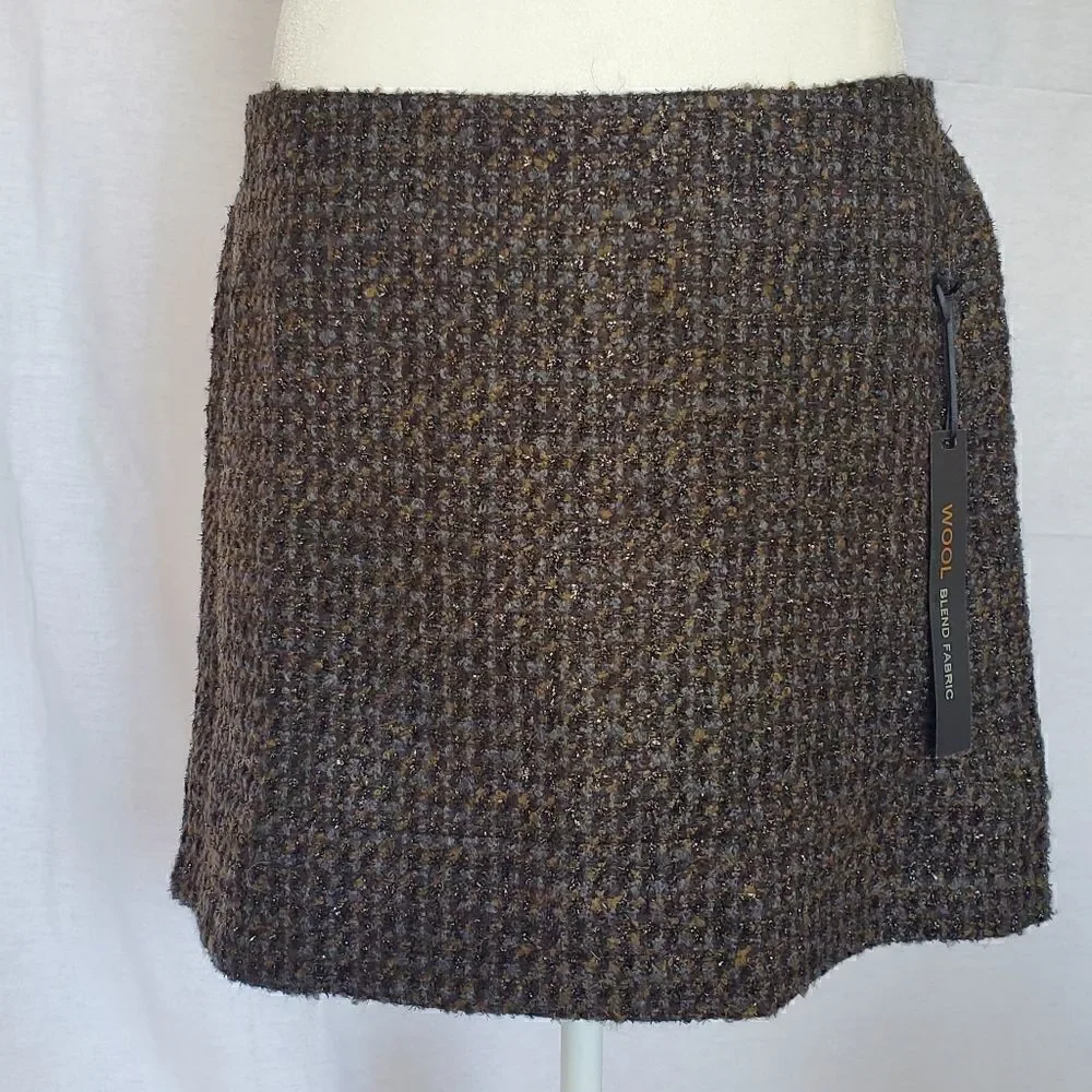 Willi Smith wool plaid shimmer skirt 10
